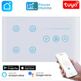Tuya wifi 4 gang + fan wall touch switch, tuya wifi fan wall switch, smart wall switch